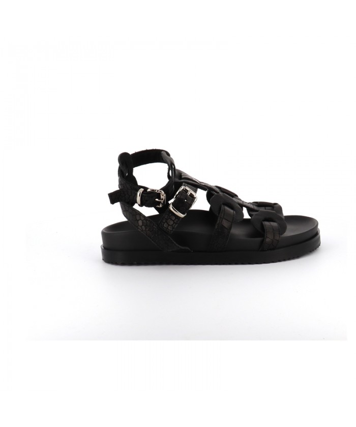 SANDALE COLA CUIR COCO NOIR