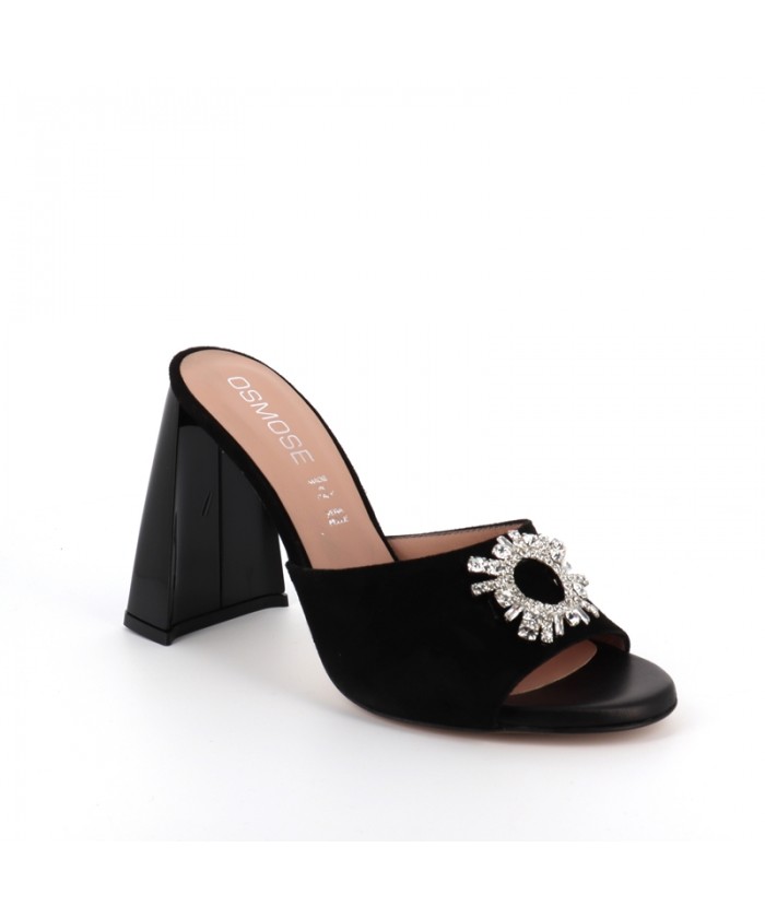 MULE AMEL DAIM NOIR MEDAILLON