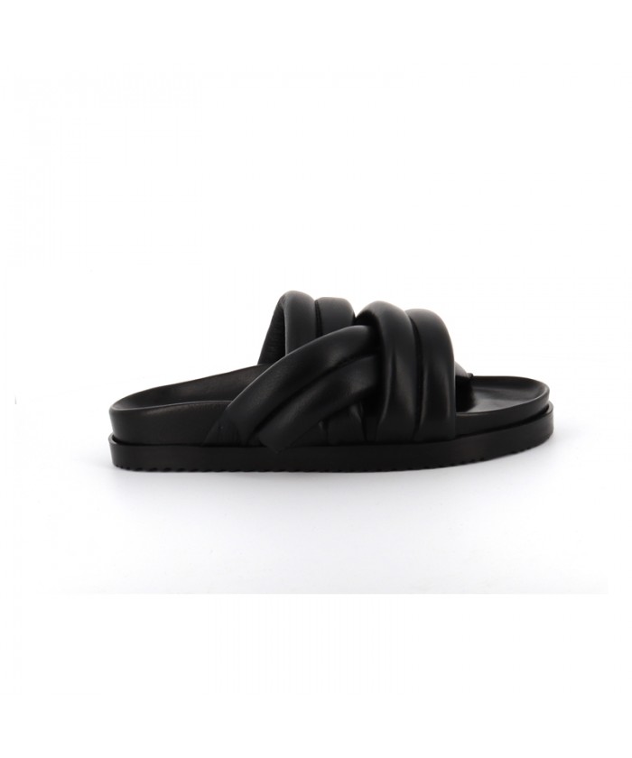 BIBI SANDALE PLATE CUIR NOIR