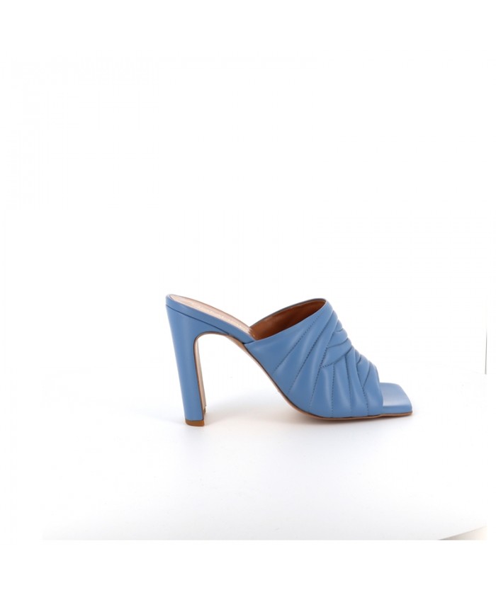 CRYSTAL MULE CUIR BLEU JEANS