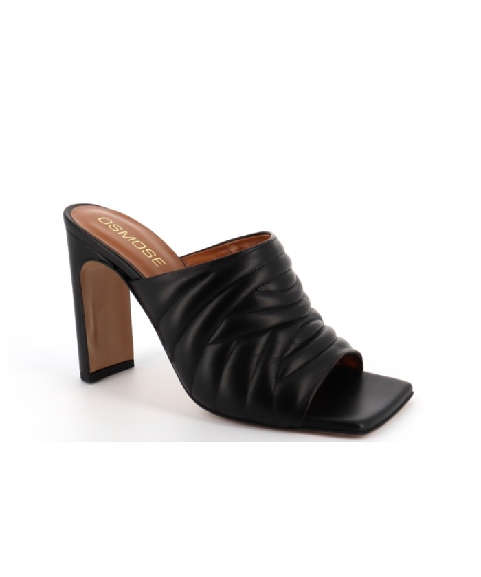 CRYSTAL MULE CUIR NOIR