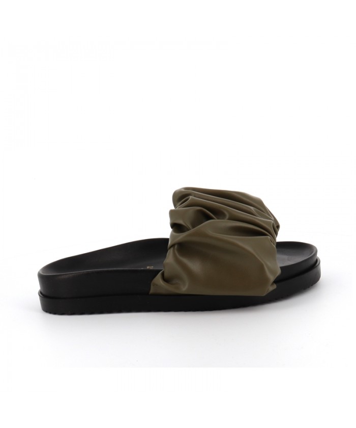 BEA SANDALE CUIR VERT OLIVE