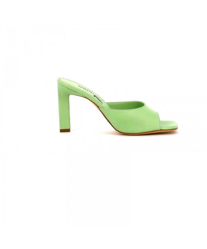 MULE RICKET CUIR VERT ANIS