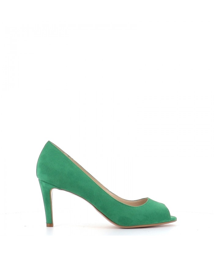 Escarpin Rime Daim Vert Talon Fin