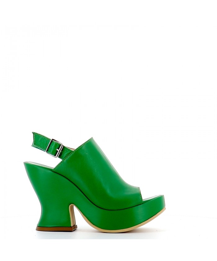 SABOT SANDALE WAVE CUIR VERT