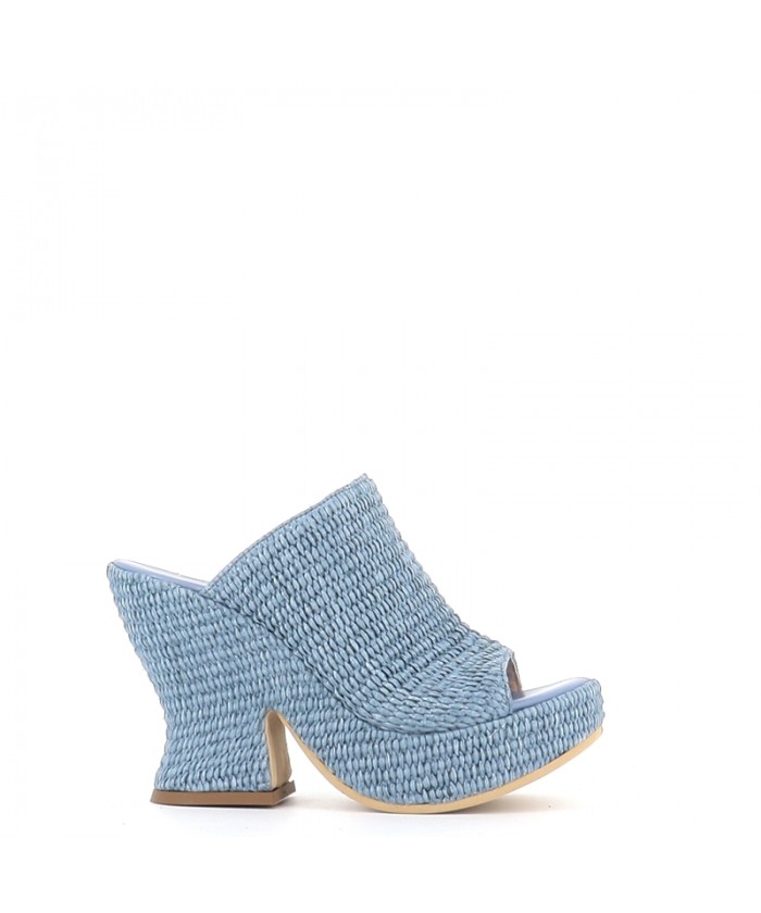 MULE SABOT RAFIA BLEU JEANS