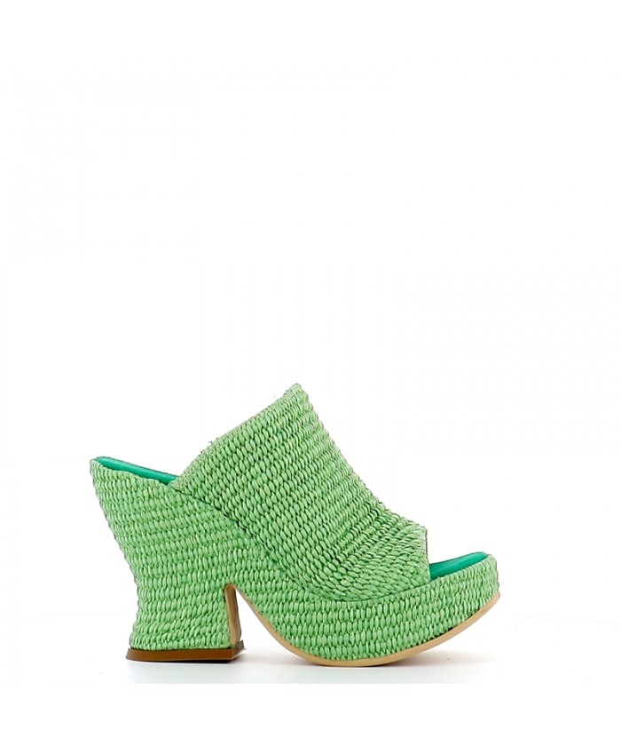 MULE SABOT RAFIA VERT