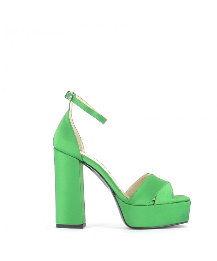 SANDALE AGNES SATIN VERT A...