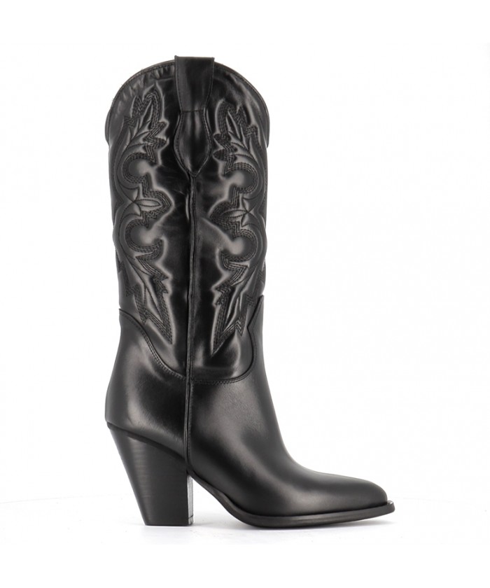 BOTTE SANTIAG TEX CUIR NOIR