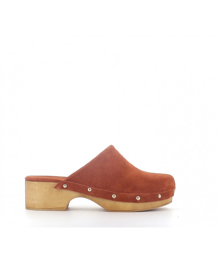 MULES SABOT VIVI DAIM ROUILLE