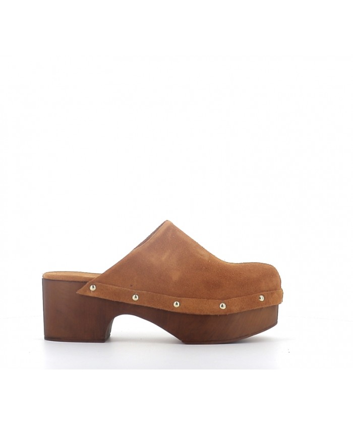 MULES SABOT VIVO DAIM MARRON