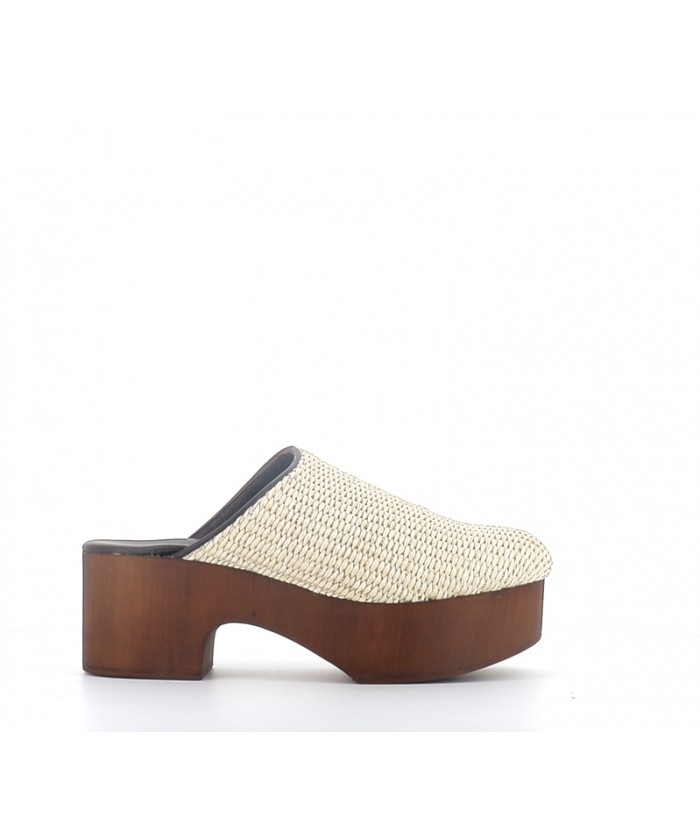 MULES SABOT VIVO RAFFIA BEIGE