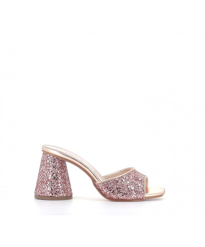 MULES SELLA GLITTER ROSE