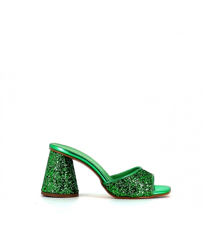 MULES SELLA GLITTER VERT