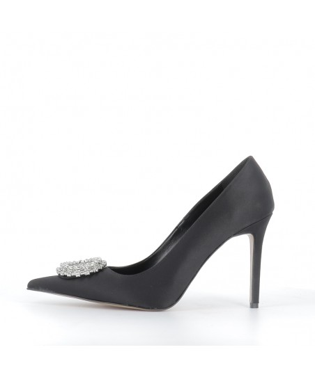 Escarpins Satin Noir - Talons Hauts - Pointure 37 - Occasion