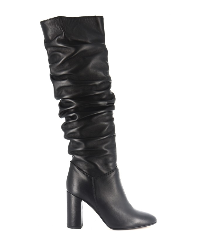 BOTTE SARAH PLISSEE CUIR NOIR