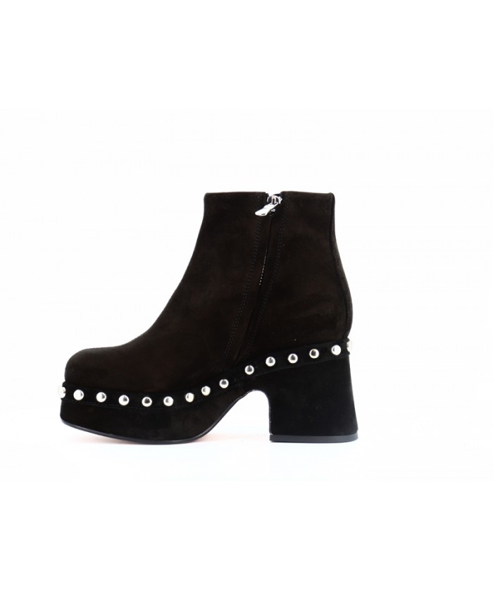 Bottes Plissé Cuir noir à Talon Rectangulaire signée Osmose Shoes