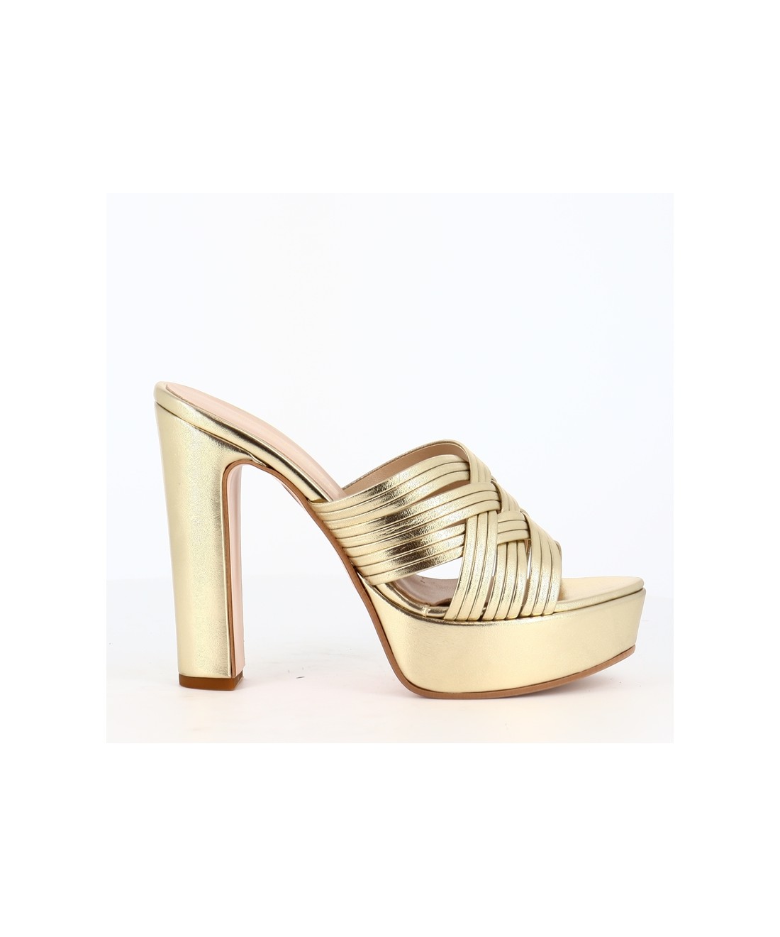Chaussure mule femme verte à talon haut, chic et moderne pour soirée