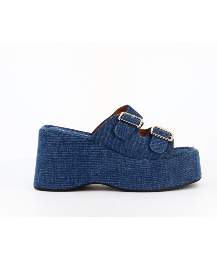 MULES PLATEFORME JEANS BRUT