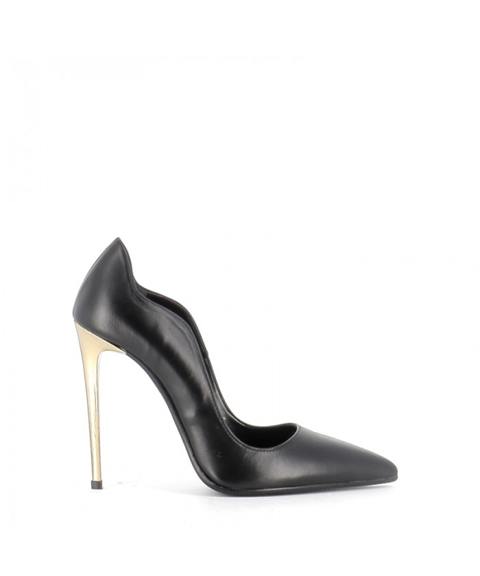 ESCARPIN BONN CUIR NOIR OR