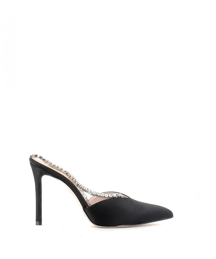 SANDALE ANNA SATIN NOIR &...